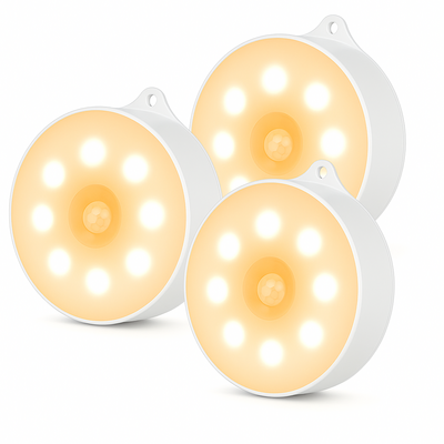 Nachtlampje - met Bewegingssensor - warm licht 3 stuks
