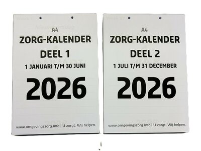 A4 grootletter zorgkalender 2026 met ruimte voor notities, per dag afscheurbaar