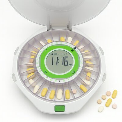Medicijnendoos - Beveiligde medicijn carrousel met 9 alarmen en knipperende rand